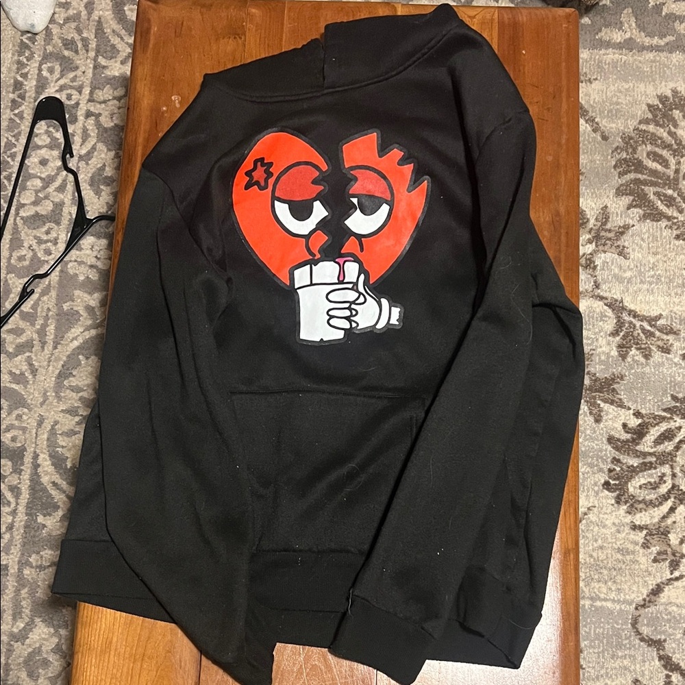 Broken Heart Black Graphic Men Hoodie